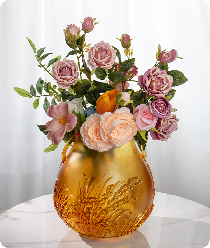 丰收在望琉璃双耳罐