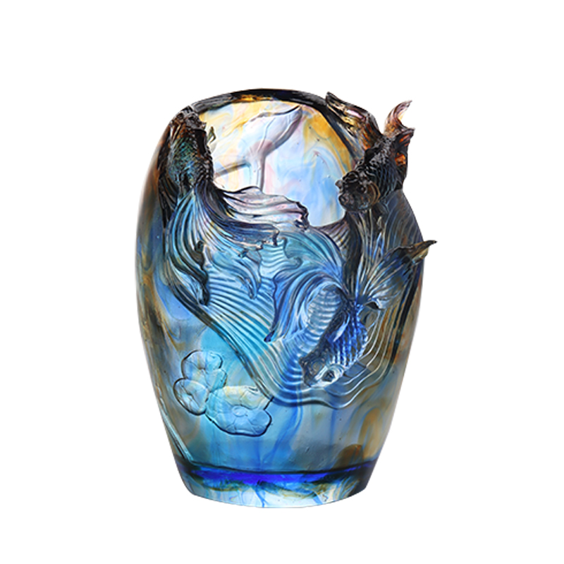 琉璃花瓶轻奢高级感客厅插花水晶玻璃艺术干花器家居餐桌装饰摆件