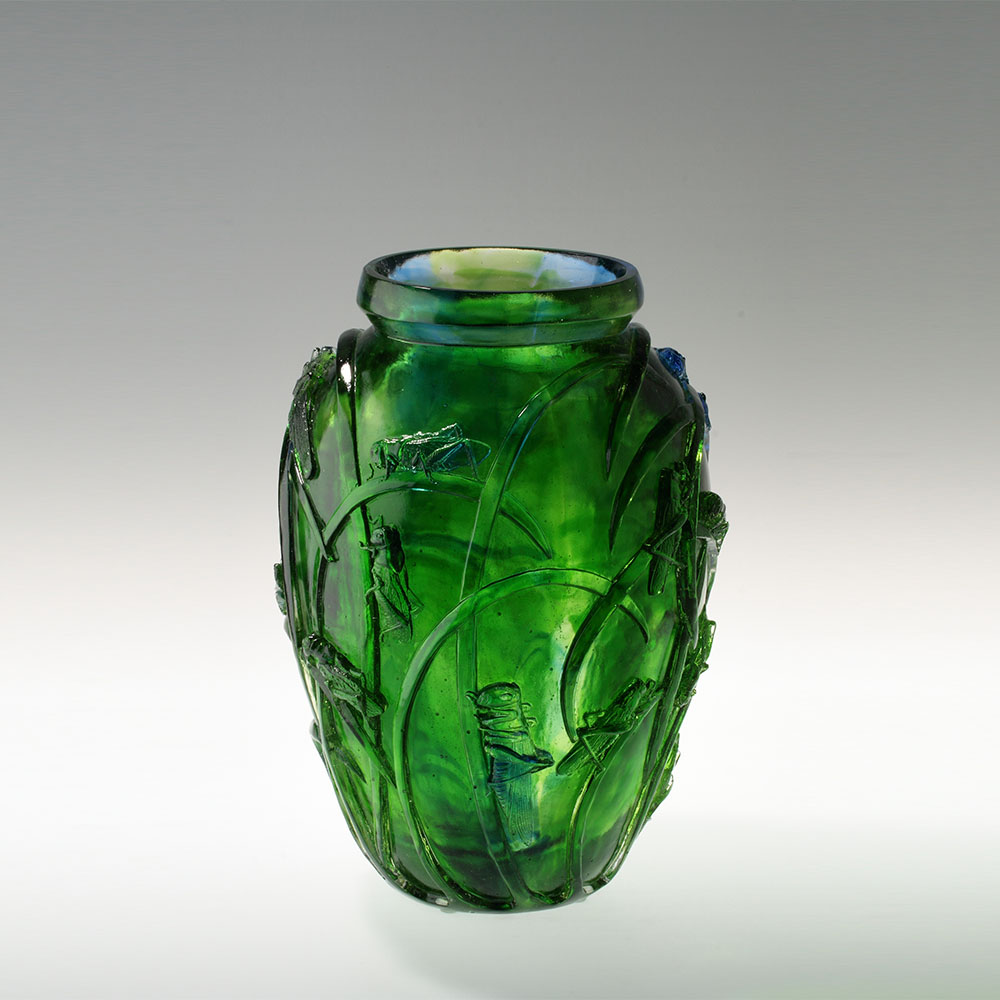 水晶玻璃花瓶客厅插花水晶玻璃艺术花器家居装饰餐桌装饰摆件 《草蜢》