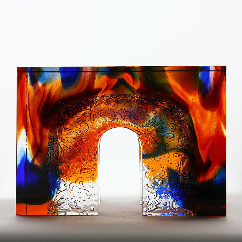 失蜡铸造水晶玻璃摆件客厅玻璃艺术品家居装饰餐桌装饰摆件 《素心云艳》