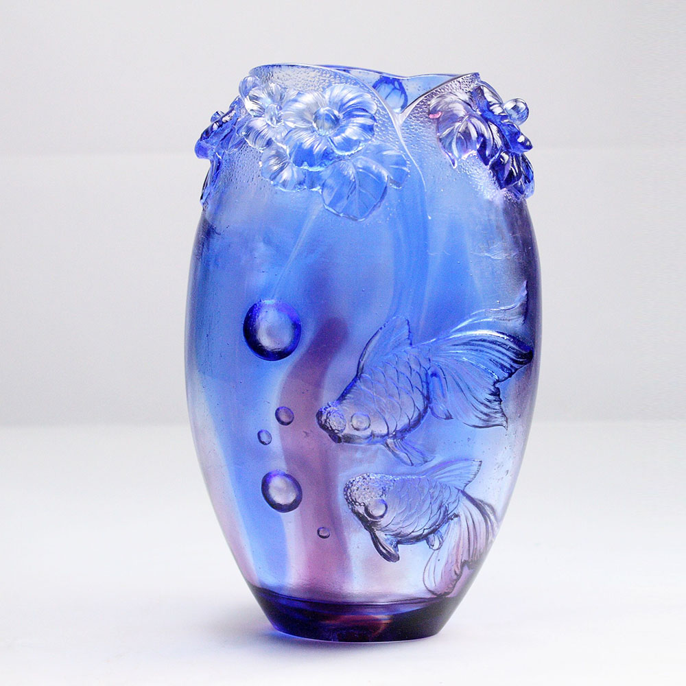 水晶玻璃花瓶客厅插花水晶玻璃艺术花器家居装饰餐桌装饰摆件 《依偎同游》