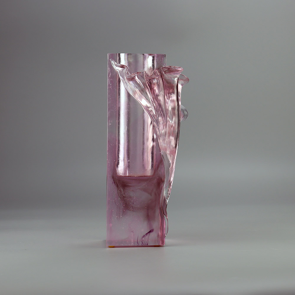 水晶玻璃花瓶客厅插花水晶玻璃艺术花器家居装饰餐桌装饰摆件 《折叶花瓶》