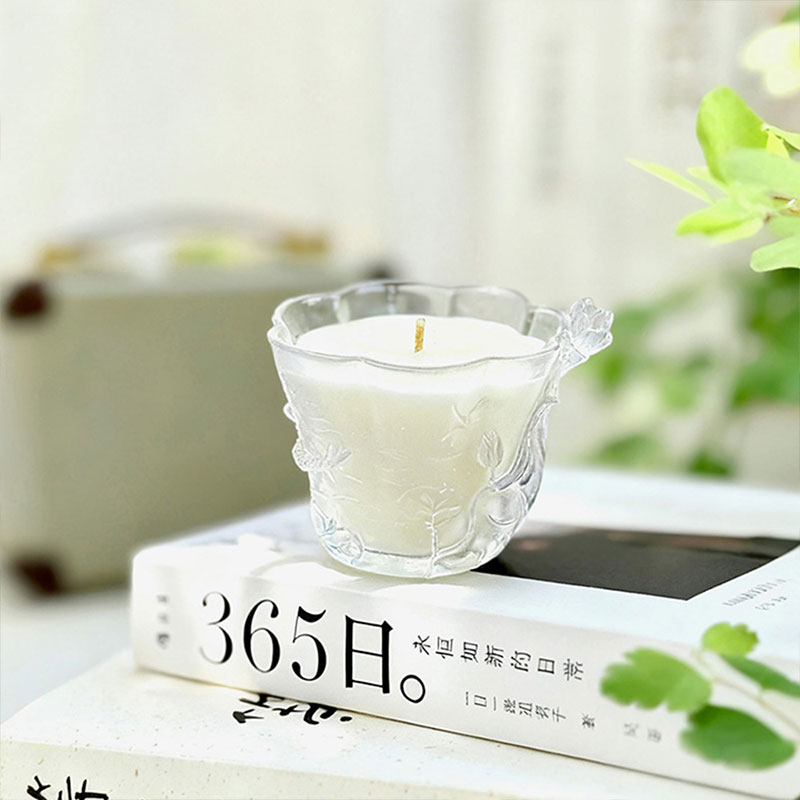 莲语 —— 立体浮雕磨砂琉璃烛杯